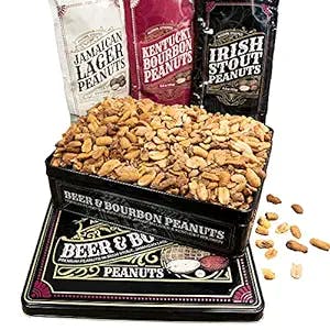 Nuts Fathers Day Gift Basket for Men, Gourmet Flavored Peanuts in a Unique Tin Gift Box, Great Gift for Him, Birthday or Holidays