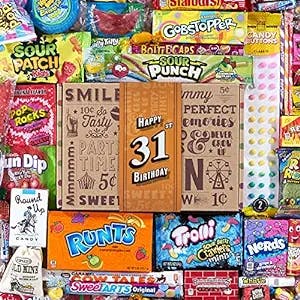 VINTAGE CANDY CO. 31ST BIRTHDAY RETRO CANDY GIFT BASKET - 1992 Party Assortment Candy Variety - Unique Fun Care Package Gift Basket - Thirty First Birthday - PERFECT For Men and Women Turning 31 Years Old