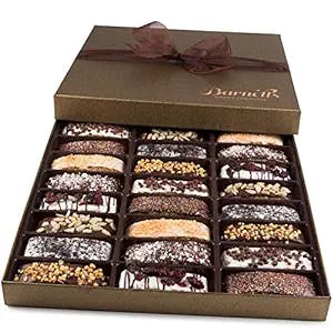 Barnetts Mothers Day Biscotti Gift Baskets, 24 Cookie Chocolates Box, Chocolate Covered Cookies Holiday Gifts, Gourmet Prime Candy Basket Delivery, Edible Food Ideas From Son For Mom Wife Sister Women