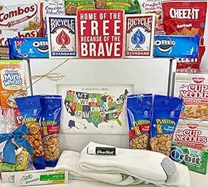 Ultimate Military and Veterans Care Package Gift Box Basket - Patriotic United States US USA Deployed, New Recruit, Retired Officer, Soldier, Men, Women - We've Got the Good Stuff! 39 Items, Over 5 Pounds!