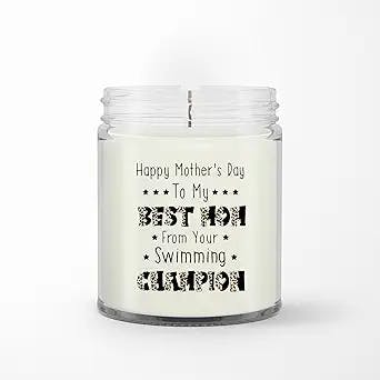 Personalized Soy Wax Candle for Mom Mommy from Daughter Son Kids Unique Gifts for Mom Funny Quotes from Swimming Sperm Leopard Pattern Custom Name Scented Candle Gifts for Birthday