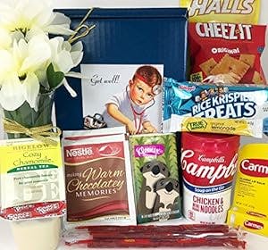 Get Well Gift Box Basket - For Cold/Flu/Illness - Over 2.5 Pounds of Care, Concern, and Love - Great Care Package - Send a Smile Today!