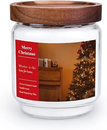 Scented Candles Christmas Gifts Women, 15.8oz Large Jar Candle for Home, Natural Organic Vanilla Scent Christmas Candle, Relaxing Birthday Holiday Presents, Winter Stress Relief Gift for Her Woman