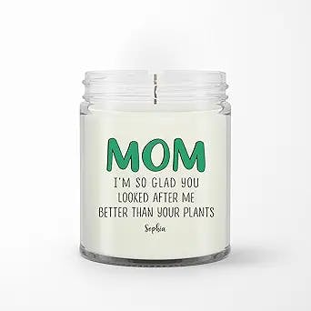 Personalized Soy Wax Candle for Mom Mommy from Daughter Son Kids Useful Gifts for Mom I'm So Glad You Looked After Me Custom Name Scented Candle Gifts for Birthday Mother's Day Christmas