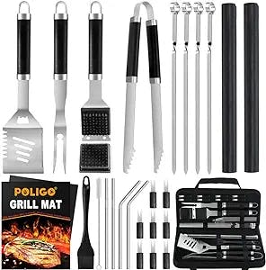 Get Your Grilling Game On With POLIGO 26PCS Camping Grill Utensils Set!