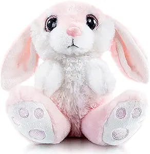 My OLi 8.5" Plush Bunny Stuffed Animal Rabbit Plush Floppy Ear Sitting Plush Bunny Bedtime Friend Plush Toy Gifts for Girls Kids Girls Boys, Pink
