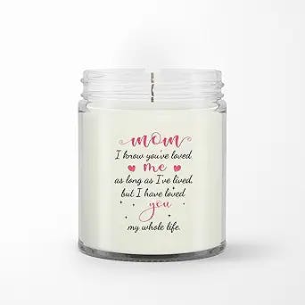 Personalized Soy Wax Candle for Mom Mommy from Daughter Son Kids Gifts for Mom You've Loved Me Lived Pink Hearts Custom Name Scented Candle Gifts for Birthday Mothers Day Valentines Day