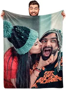 DayOfShe Personalized Photo Blankets for Girlfriend Boyfriend Blanket Gifts, Custom Wife Photo Blankets Fleece Flannel Blanket for Wife Husband Couples Gift Ideas