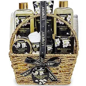 Mothers Day Gift Basket for Mom, Bath and Body Gift Basket for Women and Men – Orchid & Jasmine Home Spa Set With Body Scrubs, Lotions, Oils, Gels and More - Care Package for Women & Men - 9 Piece Set
