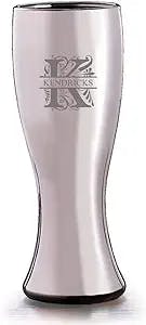 Personalized Gunmetal Pilsner Beer Glass 20 oz (Single, Filigree Design) | Unique Holiday, Christmas, Father's Day, Valentines Day, Birthday Gift for Him, Boyfriend, Dad, Husband
