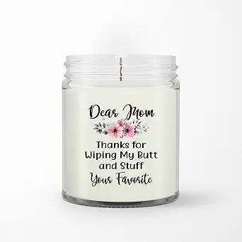 Personalized Soy Wax Candle for Mom Mommy from Daughter Son Kids Useful Gifts for Mom Pink Flowers Funny Quotes Custom Name Scented Candle Gifts for Birthday Mothers Day Valentines Day