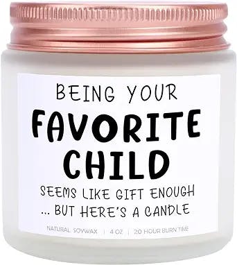 Mother's Day Gifts Favorite Child Soy Candle - Being Your Favorite Child - Best Dad, Mom Candle Gifts, Father's Day Gifts from Daughter/Son/Kids, Birthday Gifts for Parents (Sandalwood)