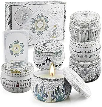 Scented Candles Gift Set, Natural Soy Wax, Stress Relief Gifts for Women, 6 Pack 5.65Oz Aromatherapy Candle, 150H Lasting Burn, Ideal Gifts for Birthday, Mother's Day, Thanksgiving
