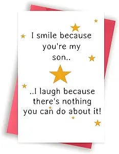 Unique Birthday Card for My Son,Special Birthday Gifts for Son from Mom and Dad, Joke Son's Birthday Gift for Stepson, Cute Son Bday Card