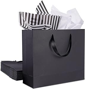 12 Pack of Black Gift Bags - The Best Way to Make Your Gifts POP!