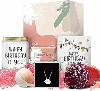 Birthday Gifts for Women- Relaxing Spa Gift Box Basket for Mom Sister Female Wife Girlfriend, Happy Birthday Spa Gift Set for Bestie, Coworker- Gifts Basket Care Package Present(6PCS)