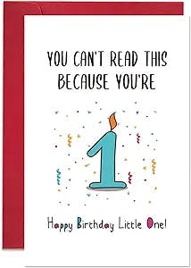 Funny First Birthday Card, Happy Birthday Little One Card, You Can’t Read This Because You’re 1