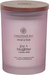 Chesapeake Bay Candle Scented Candle, Joy + Laughter (Cranberry Dahlia), Medium,Orange,Pink,Red