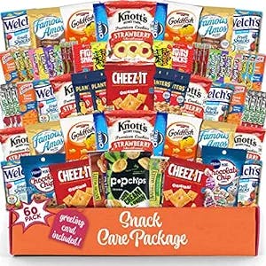 Snack box care package Variety Pack snack pack(60 Count) candy Gift Basket for Kids Adults Teens Family College Student - Crave Food Birthday Arrangement Candy Chips Cookies