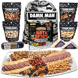 Ultimate Fathers Day Gift Basket - Over 2 lbs of Cheese, Sausage, Jerky, Mixed Nuts, Great Womens, Mens Gift Set for Birthday, Care Package, Unique Charcuterie Meat and Cheese Food Gift Box