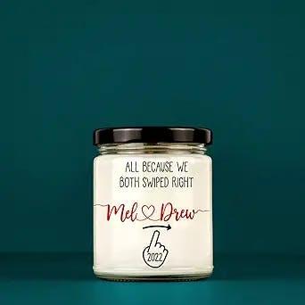 Dating App Couple Candle, All Because We Both Swiped Right Scented Candle Customized, Gift for Him, Gift for Her, Online Dating Couple Gifts for Anniversary, Valentine's Day