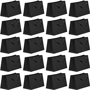 20 Pcs Black Kraft Paper Gift Bags 12.5 x 11 x 4.5 Inch Gift Bags Bulk with Handles for Retail Bag, Party Favor Bag, Birthday Gift Bag, Merchandise Boutique Retail Bags