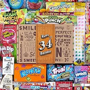 Fun and Nostalgic: Vintage Candy Co. 34th Birthday Retro Candy Gift Basket 