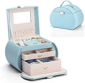 Vlando Princess Style Medium Size Jewelry Box, Fabulous Girls gifts (Blue)