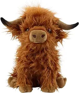 LKMYHY 12in Scottish Highland Cow Plush, Cute Realistic Cow Stuffed Animals Soft Farm Plushie Toy, Highland Cow Accompany Plush Toy Birthday Gifts for Kids Adults