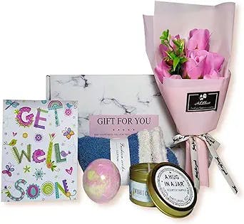 Get Well Soon Gifts for Women- Care Package with Flower,Spa Gift Set for Women Friends Female Sister Mom-Get Well Soon Gift Basket-After Surgery Gifts- Cancer Care Packages