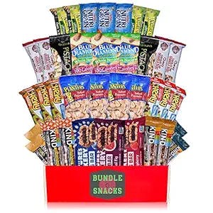 Variety Healthy Snack Box (37 Count) | Healthy Gift Basket of Assorted Packaged Granola Bars, Breakfast Bars, Nuts, Peanuts, Almonds, Fruit Bars | For Work Breakroom, Fitness, College Dorm Military