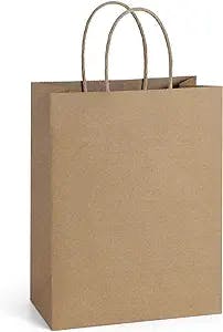 BagDream 50Pcs Gift Bags 8x4.25x10.5 Brown Paper Gift Bags with Handles Bulk, Kraft Paper Bags Shopping Bags, Retail Merchandise Grocery Bags, Wedding Birthday Party Favor Bags