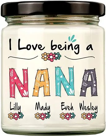 Custom Grandma Gifts, I Love Being A Nana Candle Custom Grandkids Names, Custom Grandma Candle, Scented Soy Candle Gift for Nana, Christmas Birthday Gift for Grandma, Mimi Gift for Mother's Day