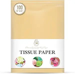 French Vanilla Gift Wrapping Tissue Paper for Gift Packaging, Floral, Birthday, Christmas, Halloween, DIY Crafts and More 15" X 20" 100 Sheets
