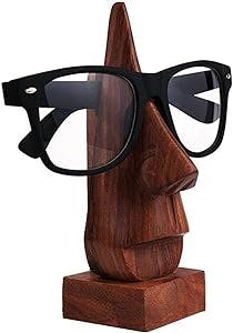 IndiaBigShop Classic Hand Carved Rosewood Nose-Shaped Eyeglass Spectacle/Eyewear Holder (Brown)