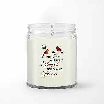 Personalized Memorial Soy Wax Candle for Dad Mom in Heaven Birds Couples Meaningful Quotes Custom Name & Year Sympathy Gifts Ideas Scented Candle in Loving Memory Gifts for Anniversary