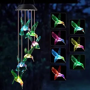 Mother Gift, Gifts for Grandma, Hummingbird Gifts, Hummingbird Wind Chimes Outdoor,Solar Wind Chimes, Gifts for mom, Birthday Gifts for Women, Garden Gifts, Garden Decor, Yard Decor