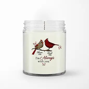 Personalized Memorial Soy Wax Candle for Dad Mom in Heaven Birds Branch Butterflies Meaningful Quotes Custom Name & Year Sympathy Gifts Ideas Scented Candle Gifts for Anniversary Birthday