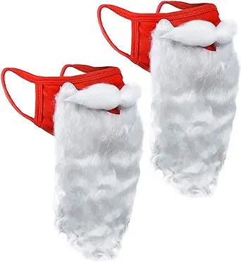 Encased (2 Pack) Face Mask Funny Bearded Holiday Santa Costume for Adults for Christmas 2021 (One size fits all)
