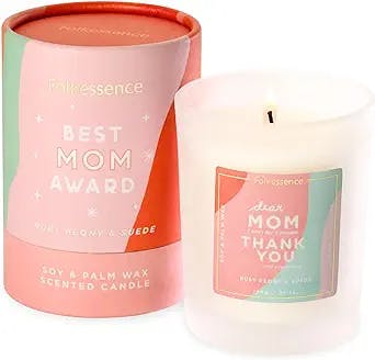 Folkulture Scented Candles for Home or Candle Gifts for Women |Ruby Peony and Suede | 50 Hrs of Burn Time | 7.06 Oz Soy Candles Jar | Mothers Day Gifts from Daughter & Son for Mom (Best Mom Award)