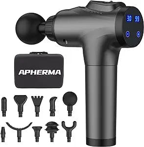 APHERMA Massage Gun, Muscle Massage Gun for Athletes Handheld Deep Tissue Massager Tool 30 Speed Levels 10 Heads