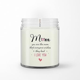 Personalized Soy Wax Candle for Mom Mommy from Daughter Son Kids Gifts for Mom Everyone Wishes They Had I Love You Hearts Custom Name Scented Candle Gifts for Birthday Mother's Day