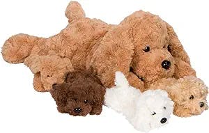 PixieCrush Kids Stuffed Animal Toys with Surprise Baby Animals - Magic Snugababies - Mommy Dog with 4 Puppies Inside Tummy - Pillow Stuffed Toy Perfect for Bedtime, Playtime, and Imaginative Play