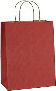 BagDream Gift Bags 8x4.25x10.5 Inches 25Pcs Paper Shopping Bags, Kraft Bags, Retail Bags, Red Stripes Paper Bags with Handles, Recycled Paper Gift Bags