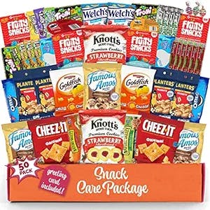 Snack Box Variety Pack (50 Count) Candy Gift Basket -Easter snack pack College Student Care Package, Prime Food Arrangement Chips, Cookies, Bar's - Ultimate Birthday Treat for Women, Men, Adults, Teens, Kids