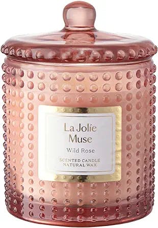 LA JOLIE MUSE Wild Rose Candle, Candles Gifts for Women, Luxury Jar Candles for Home Scented, Natural Soy Candles, Premium Candle Gift, 75 Hours Long Burning, 10 oz