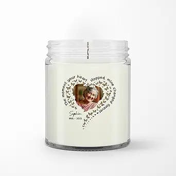 Personalized Memorial Soy Wax Candle for Mom Grandma in Heaven Leopard Heart Meaningful Quotes Custom Name & Year Bereavement Gifts Ideas Scented Candle Gifts for Anniversary