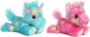 The Unicorns You Never Knew You Needed: Aurora Bundle of 2 Stuffed Beanbag 
