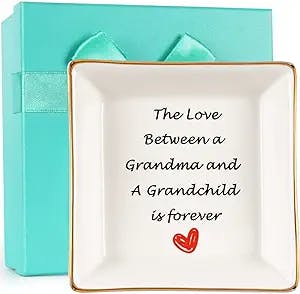 Gifts for Grandma Mothers Day Gifts from Grandchildren Granddaughter Grandkids - Happy Best Grandma Grandmother Mothers Day Birthday Gifts Ideas from Grandson Unique, Jewelry Ring Trinket Dish Tray