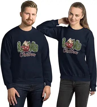 Love Christmas Sweatshirt. New Year Sweater, Merry Xmas Eve Pullover, Secret Santa Gift, Present, Holiday Season Outfit Idea